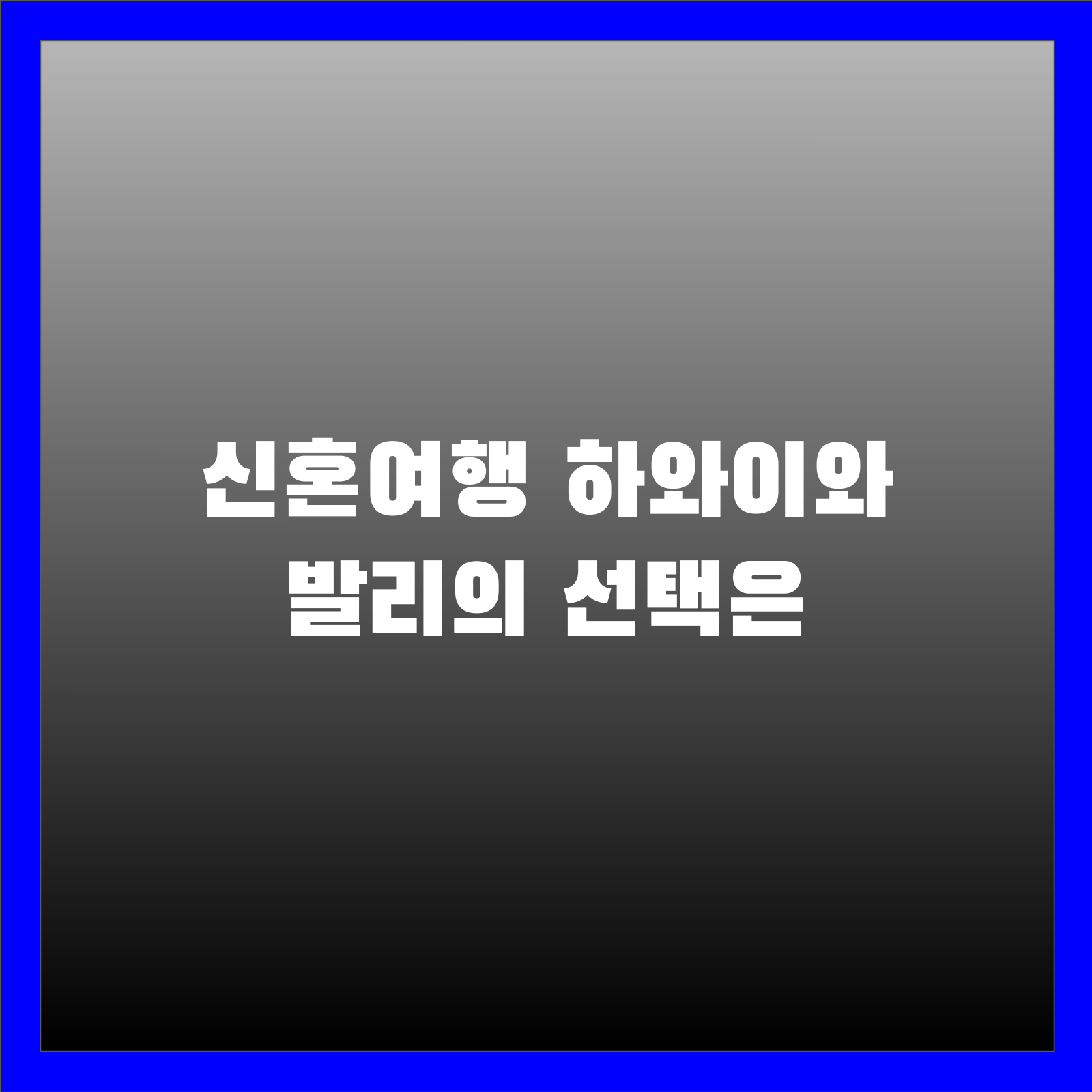 신혼여행 하와이와 발리의 선택은